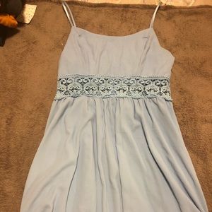 Baby blue dress with cut out lace detail